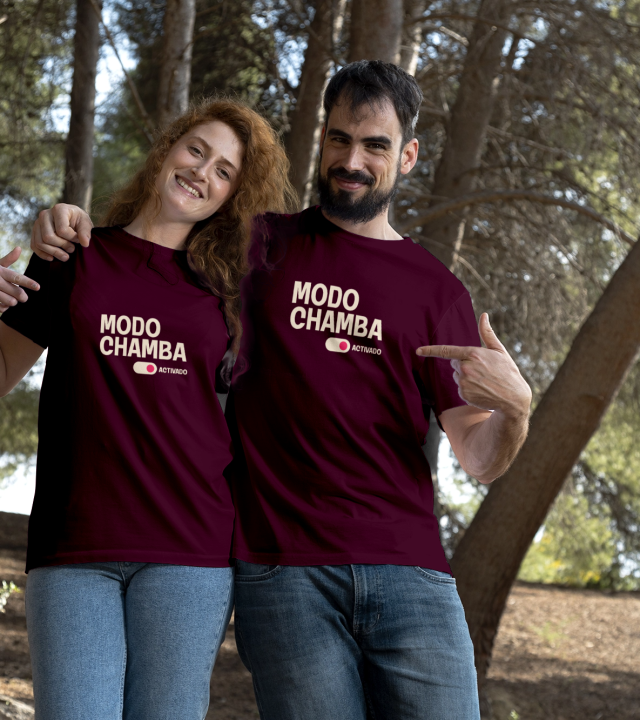 Couple outdoors in nature wearing t-shirts mock-up